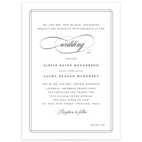 Sophisticated Script Wedding Invitations - Pure White