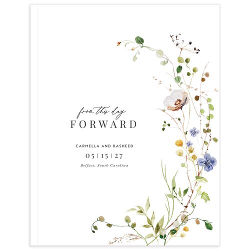 Delicate Wildflower Wedding Guest Book - Pure White
