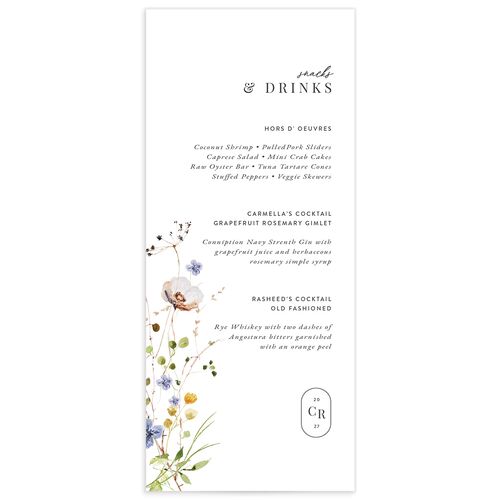 Delicate Wildflower Menus - Pure White