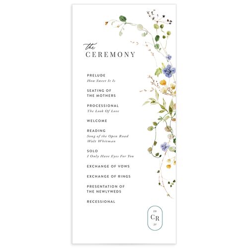 Delicate Wildflower Wedding Programs - Pure White