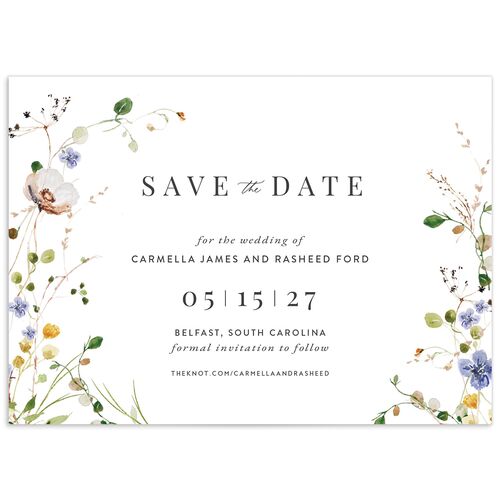 Delicate Wildflower Save The Date Cards - Pure White