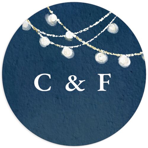 Illuminated Trees Wedding Stickers - Moody Blue