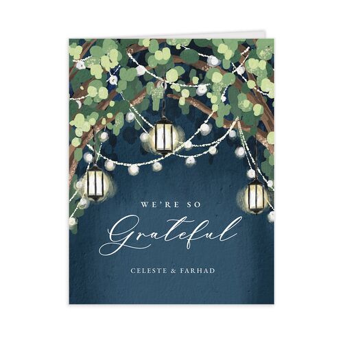 Illuminated Trees Thank You Cards - Moody Blue