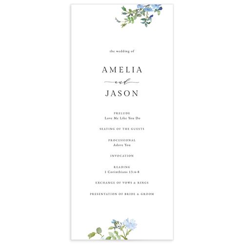 Minimal Floral Wedding Programs - Ocean