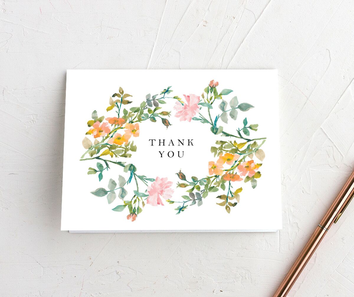 Simple Blossom Thank You Cards front in Pumpkin
