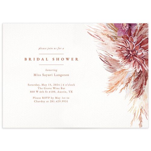 Painted Pampas Bridal Shower Invitations