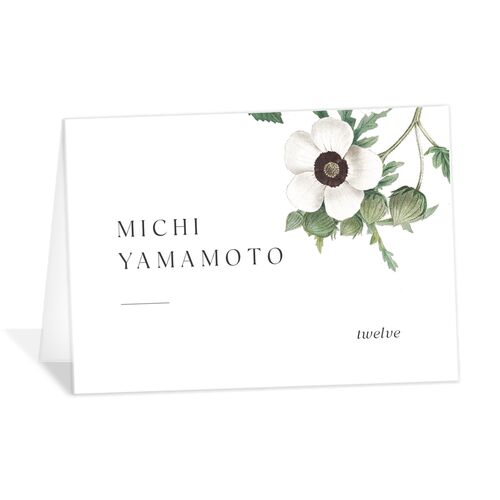 Vintage Peony Place Cards - Pure White
