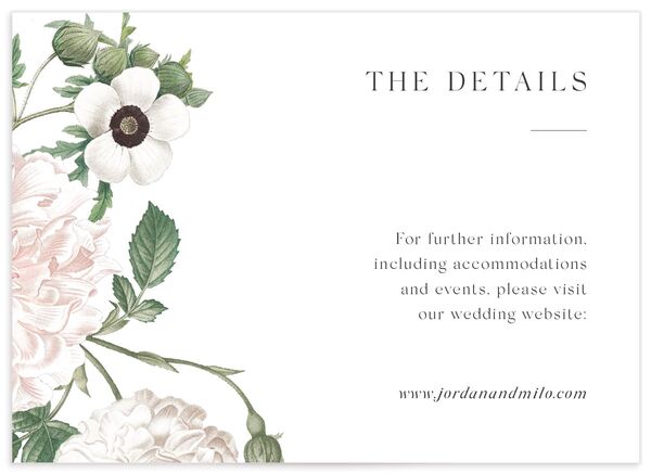 Classic Blossom Wedding Enclosure Cards front in Pure White