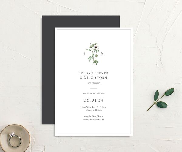 Classic Blossom Rehearsal Dinner Invitations front-and-back in Pure White