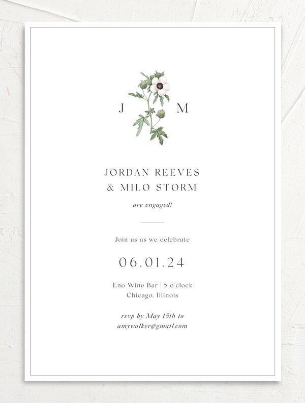 Classic Blossom Rehearsal Dinner Invitations front in White