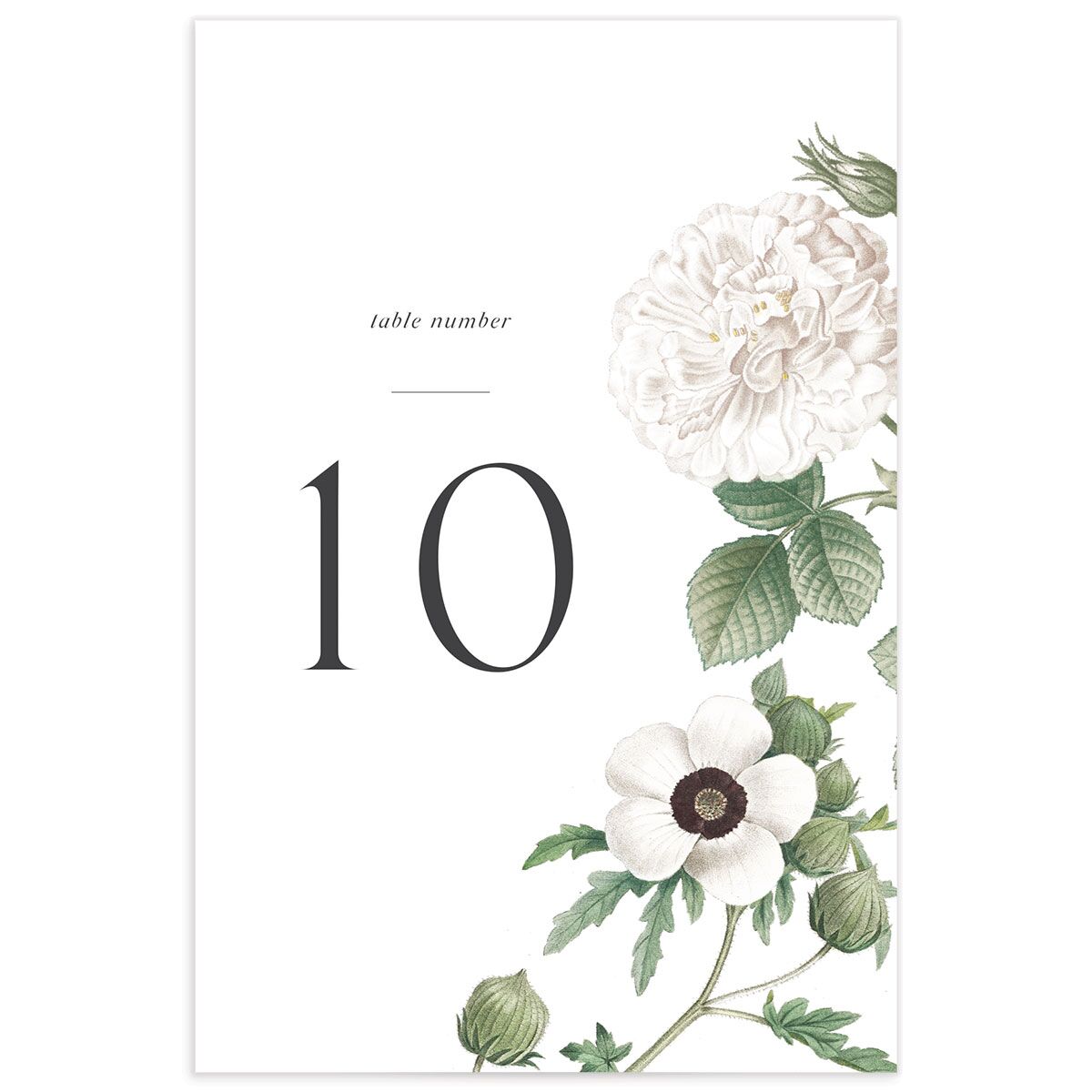 Classic Blossom Table Numbers front in Pure White