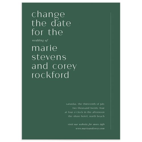 Modern Minimal Change the Date Cards - Jewel Green