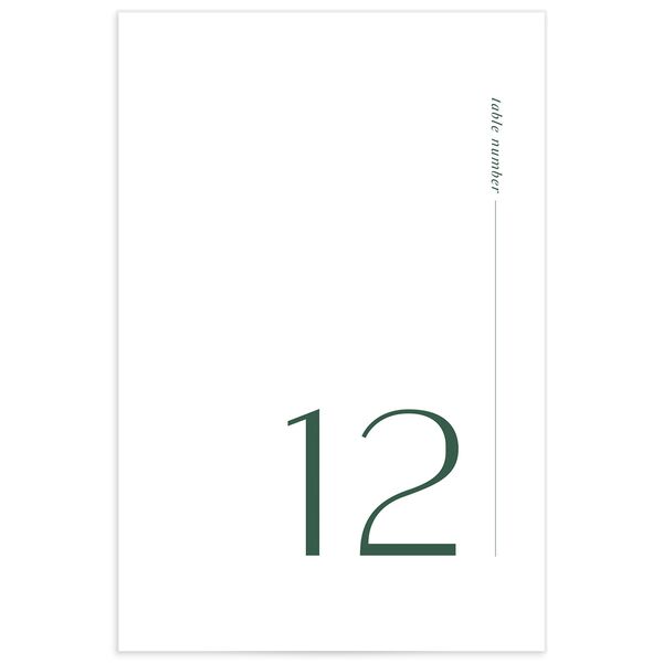 Modern Minimal Table Numbers front in Jewel Green