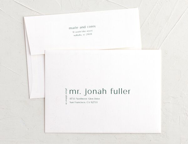 Modern Minimal Thank You Card Envelopes front in Jewel Green