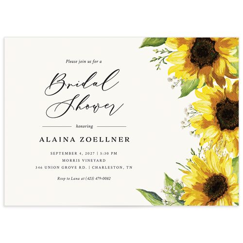 Rustic Sunflower Bridal Shower Invitations - Solar Power