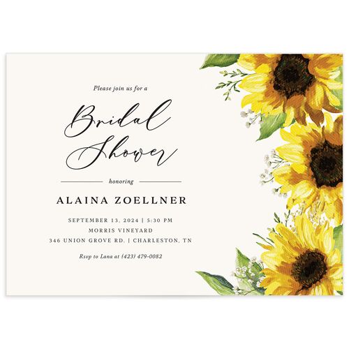 Sunflower Romance Bridal Shower Invitations