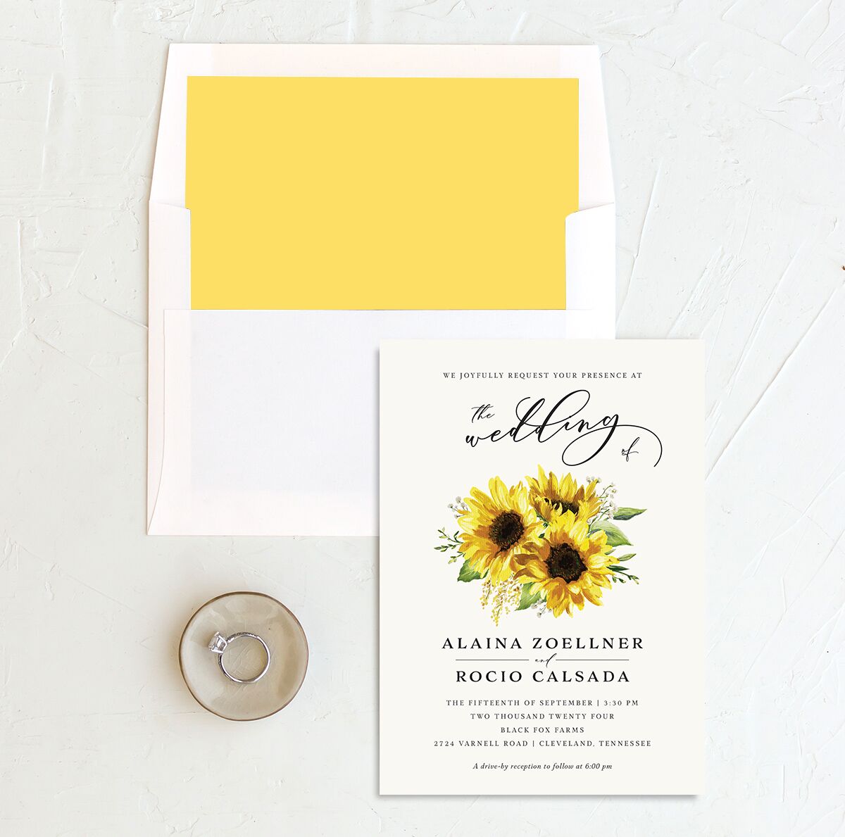 Sunflower Romance Envelope Liners envelope-and-liner in Lemon