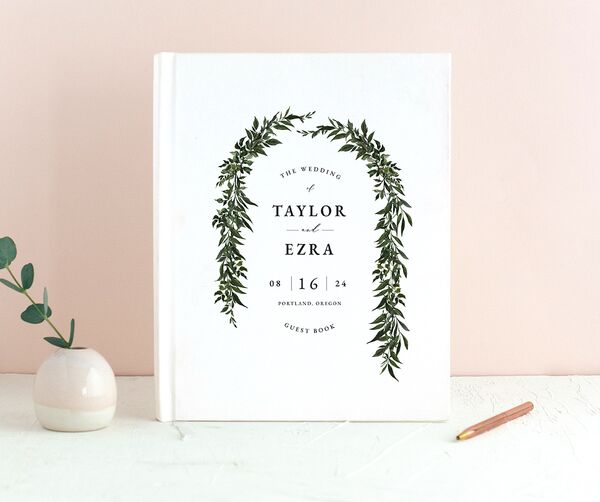 Classic Bold Wedding Guest Book front in Jewel Green