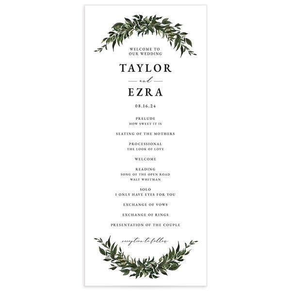 Classic Bold Wedding Programs front in Jewel Green