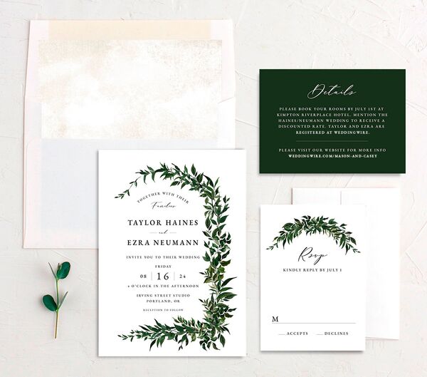 Classic Bold Wedding Invitations suite in Green