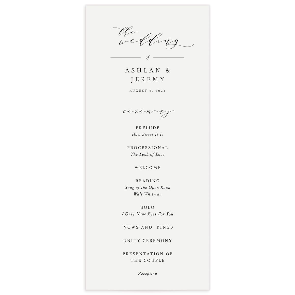 Classic Understated Wedding Programs front in Champagne