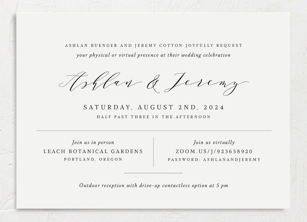 Classic Understated Wedding Invitations front in Champagne