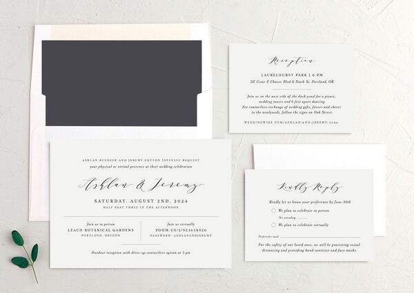 Classic Understated Wedding Invitations suite in Champagne