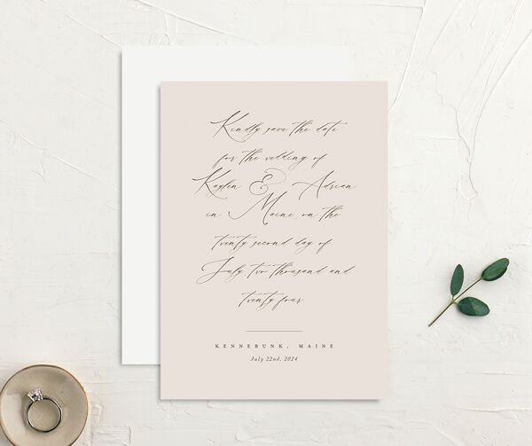 Classic Palette Save the Date Cards front-and-back in Rose Pink