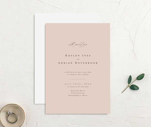 Classic Palette Wedding Invitations front-and-back in Rose Pink
