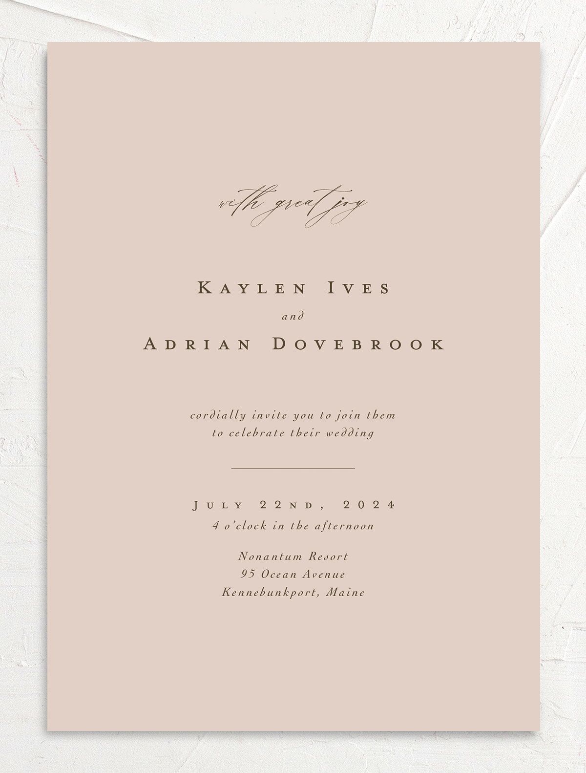 Classic Palette Wedding Invitations front in Pink
