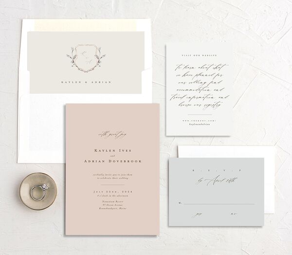 Classic Palette Wedding Invitations suite in Rose Pink