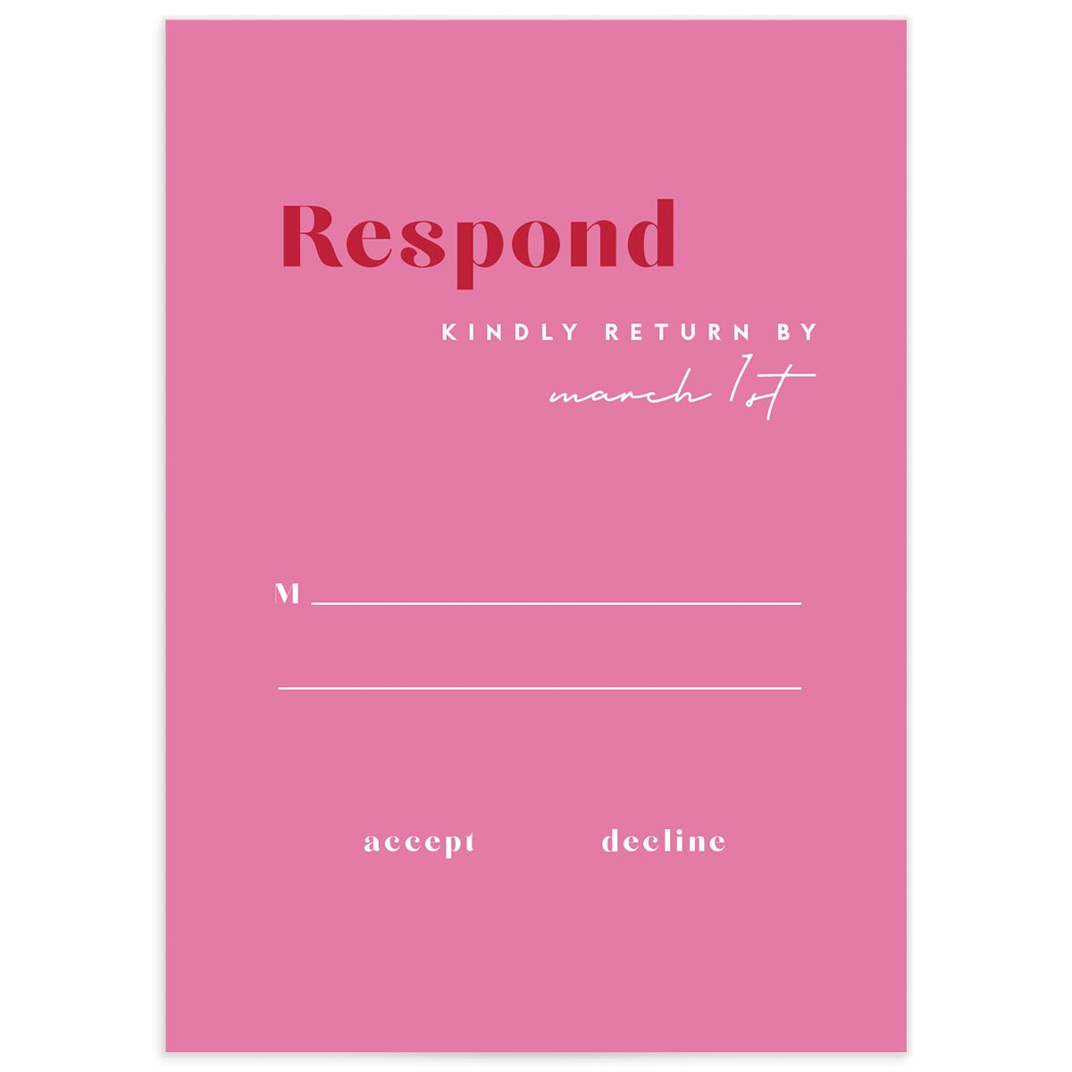 Vintage Pattern Wedding Response Cards front in Rose Pink