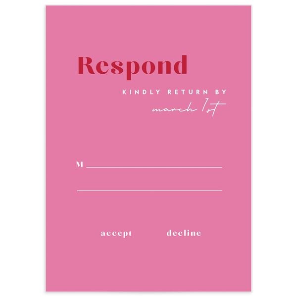 Vintage Pattern Wedding Response Cards front in Rose Pink