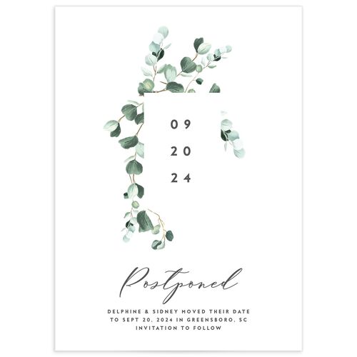 Modern Eucalyptus Change the Date Cards - Pure White