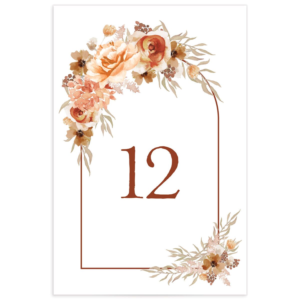 Bohemian Blossoms Table Numbers front in Pumpkin