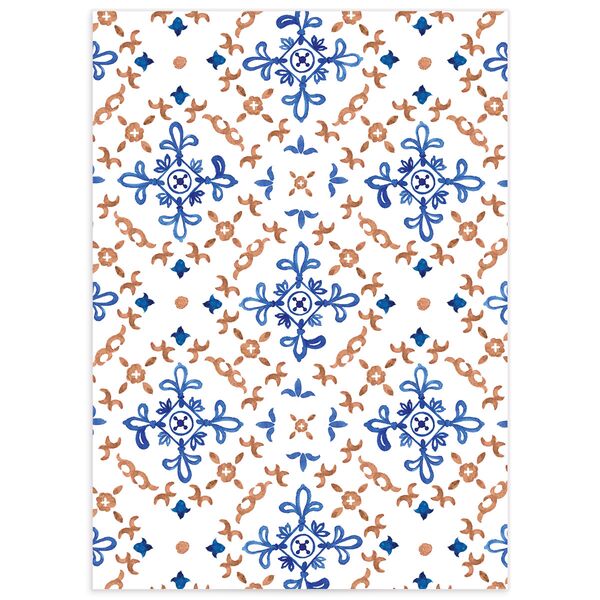 Spanish Mosaic Wedding Enclosure Cards back in French Blue