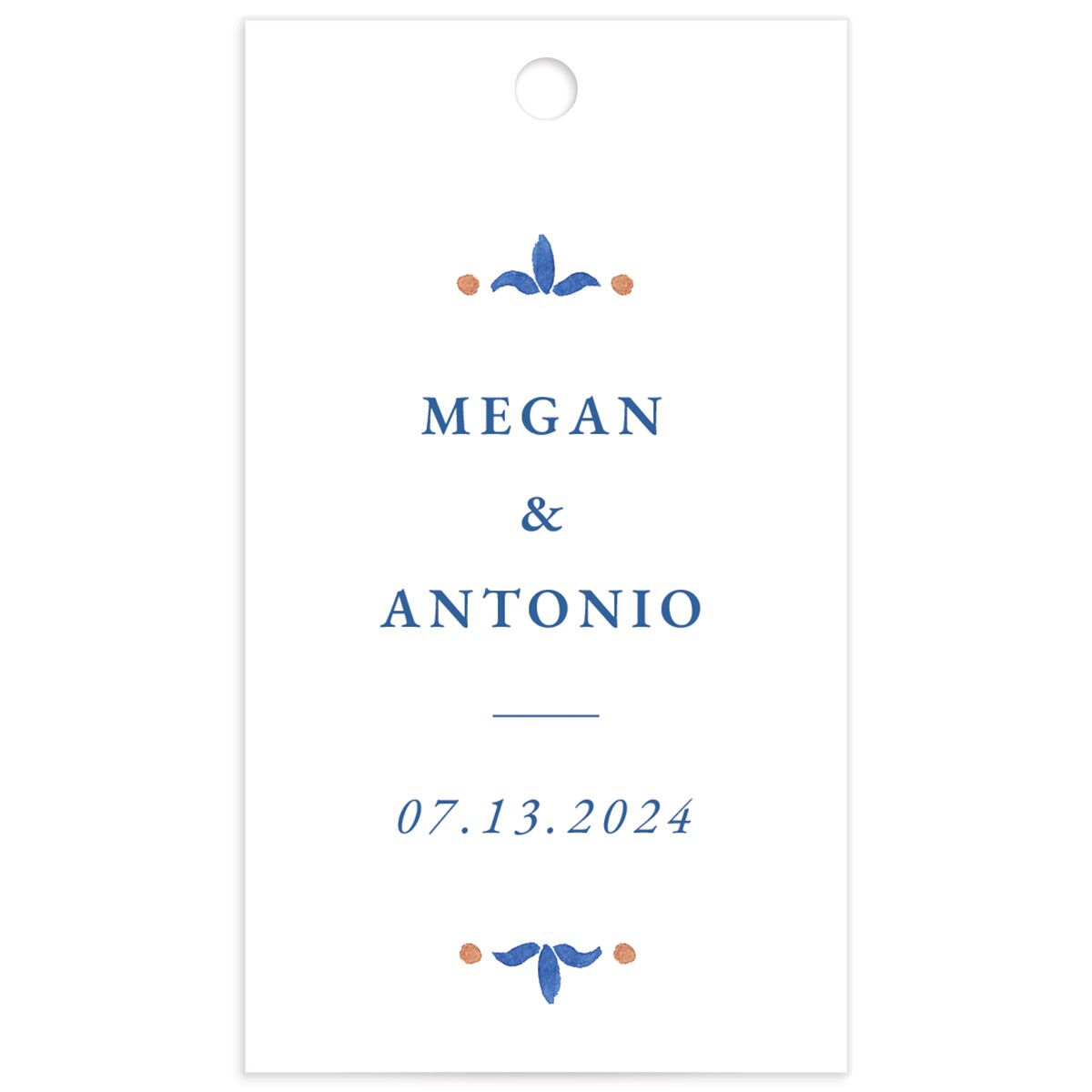 Spanish Mosaic Favor Gift Tags front in Blue