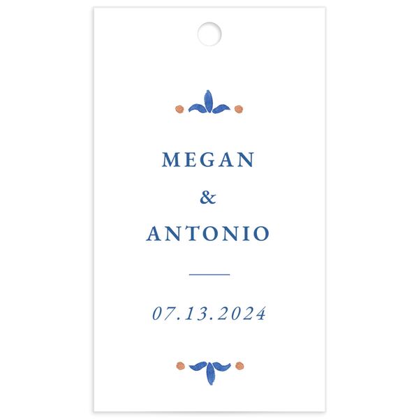 Spanish Mosaic Favor Gift Tags front in Blue