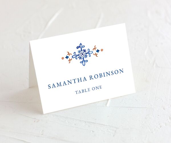 Spanish Mosaic Place Cards front in French Blue