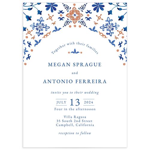 Spanish Mosaic Wedding Invitations - French Blue