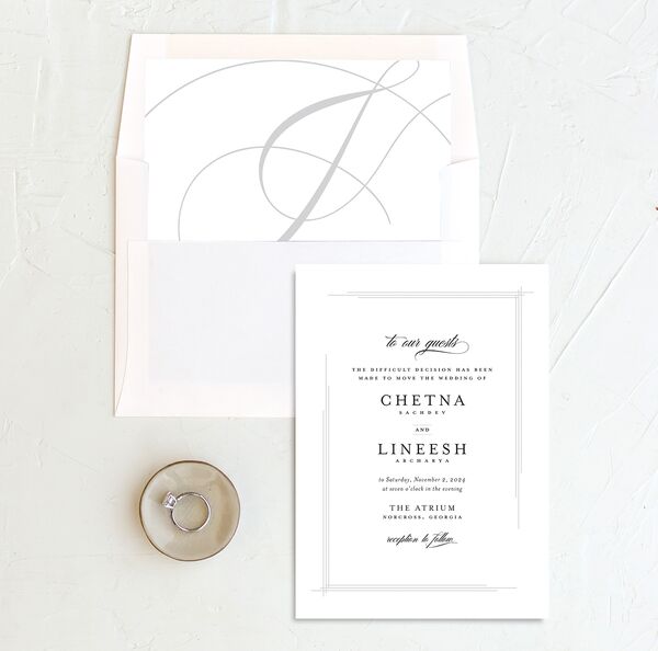 Classic Script Change the Date Cards envelope-and-liner in Pure White