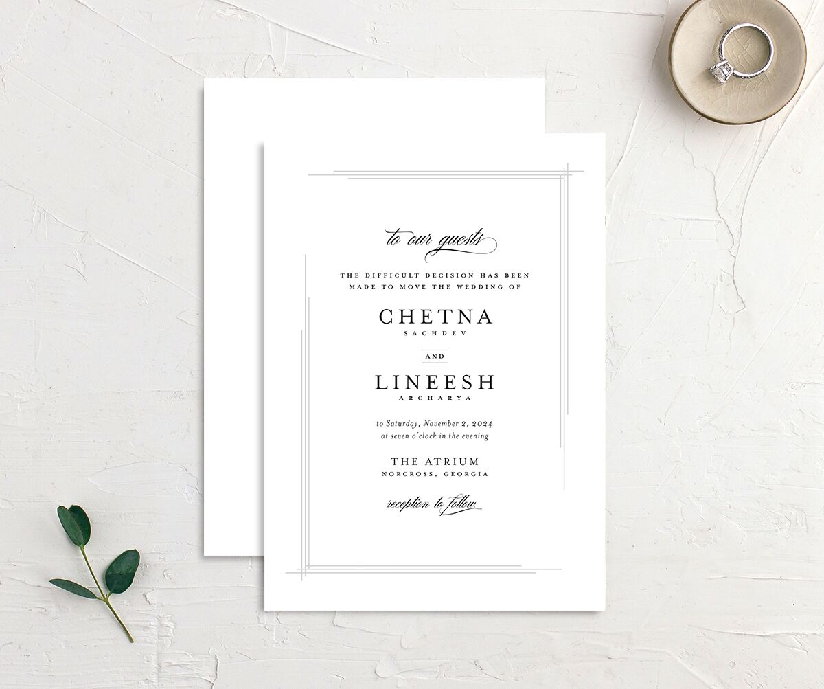 Classic Script Change the Date Cards front-and-back in Pure White