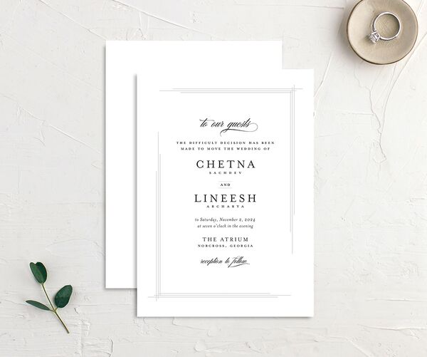 Classic Script Change the Date Cards front-and-back in Pure White