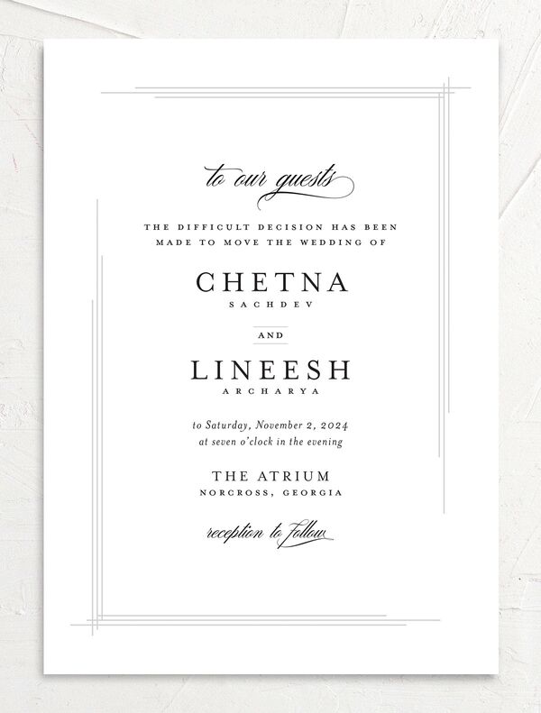 Classic Script Change the Date Cards front in Pure White