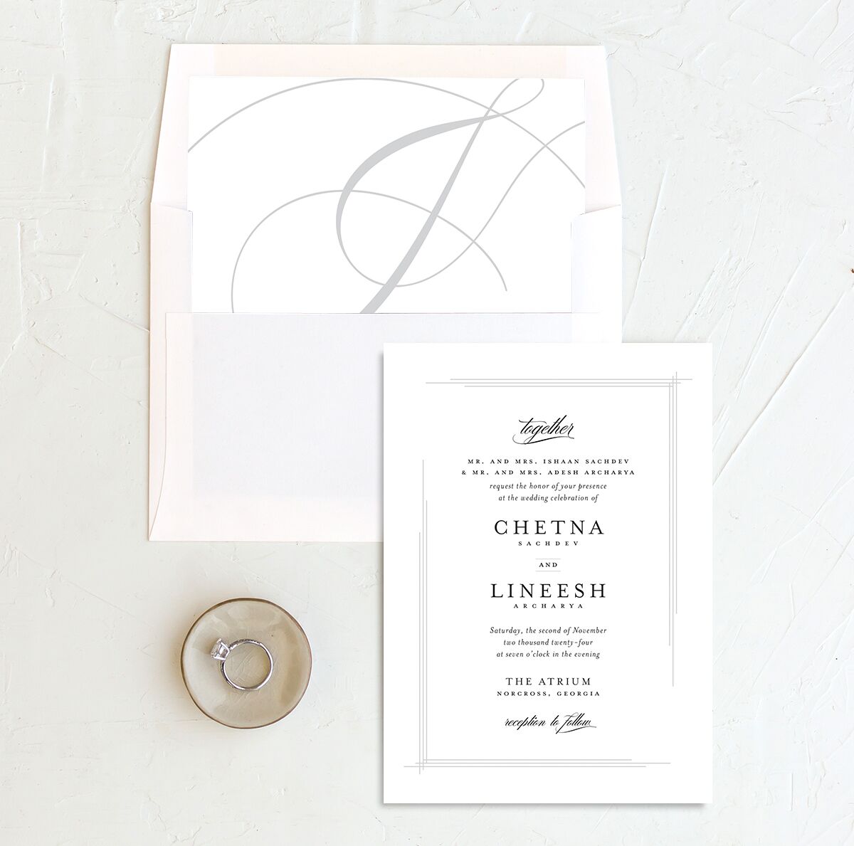 Classic Script Envelope Liners envelope-and-liner in Pure White