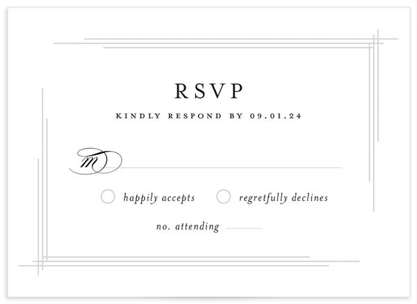 Classic Script Wedding Response Cards front in Pure White