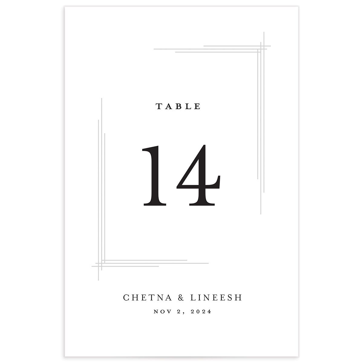 Classic Script Table Numbers front in White