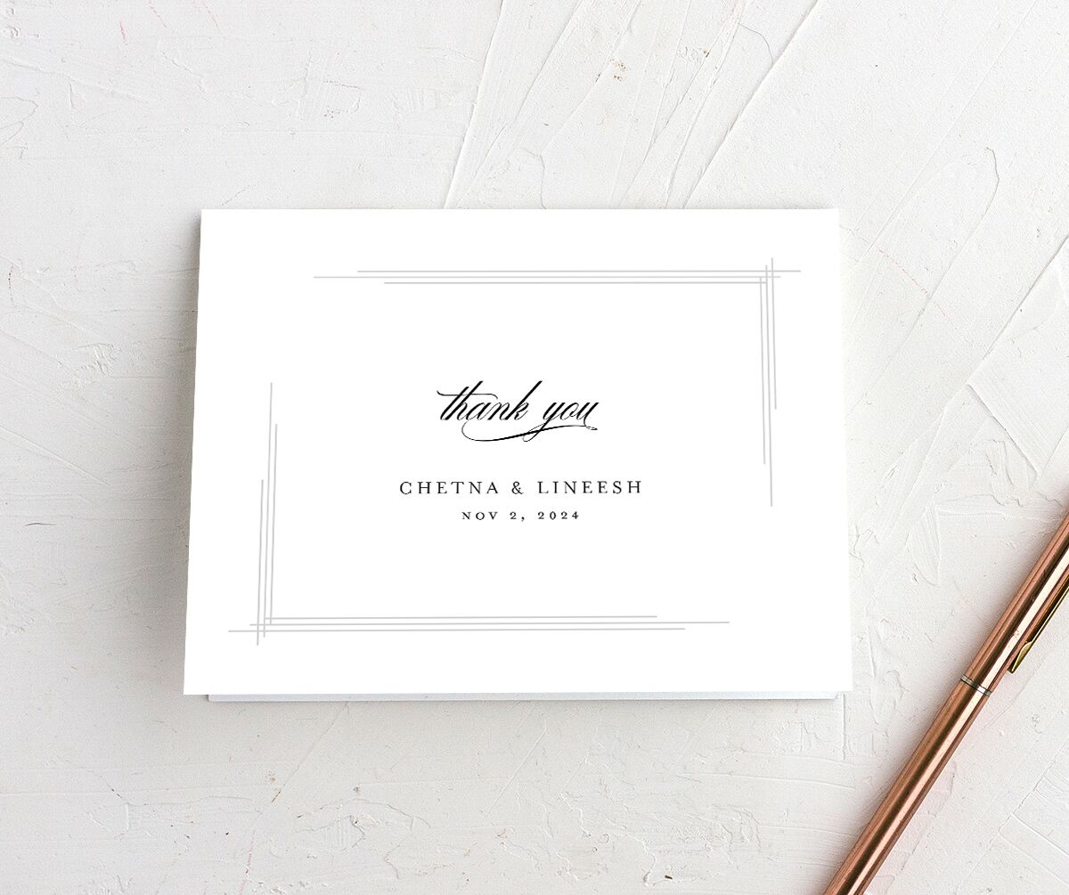 Classic Script Thank You Cards front in Pure White