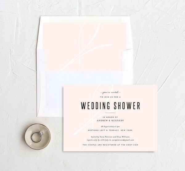 Timeless Flourish Wedding Shower Invitations envelope-and-liner in Rose Pink
