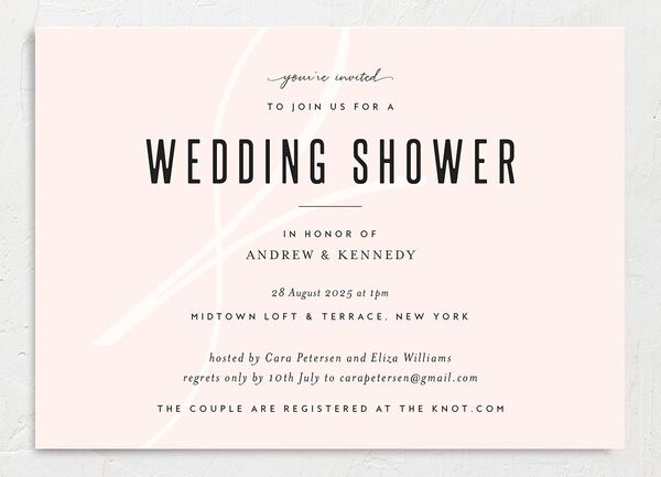 Timeless Flourish Wedding Shower Invitations front in Rose Pink